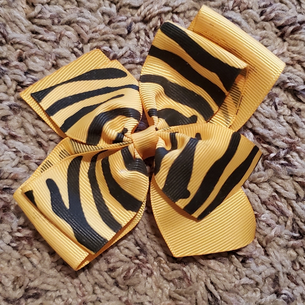 Black and Gold Striped Bow